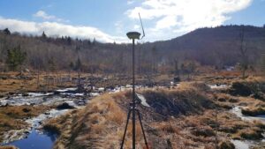 survey equipment in wetland